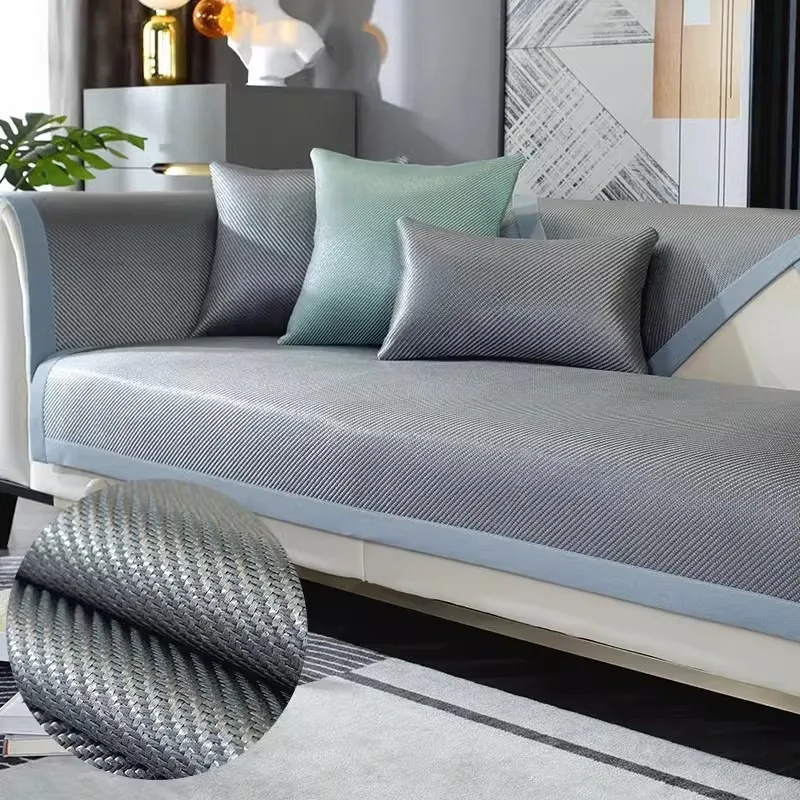 Ice Cooling Rattan Mattress Sofa Cushion Summer Edition Seat Pad Washable Ice Silk Anti-Slip Cover Home Decoration