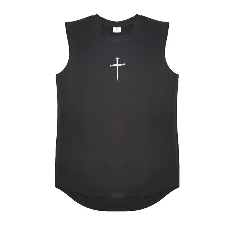Personalized Cross Printed Mens Sport Vests Summer Cotton Breathable Fitness Muscle Shirts Gym Bodybuilding Sleeveless Tank Tops