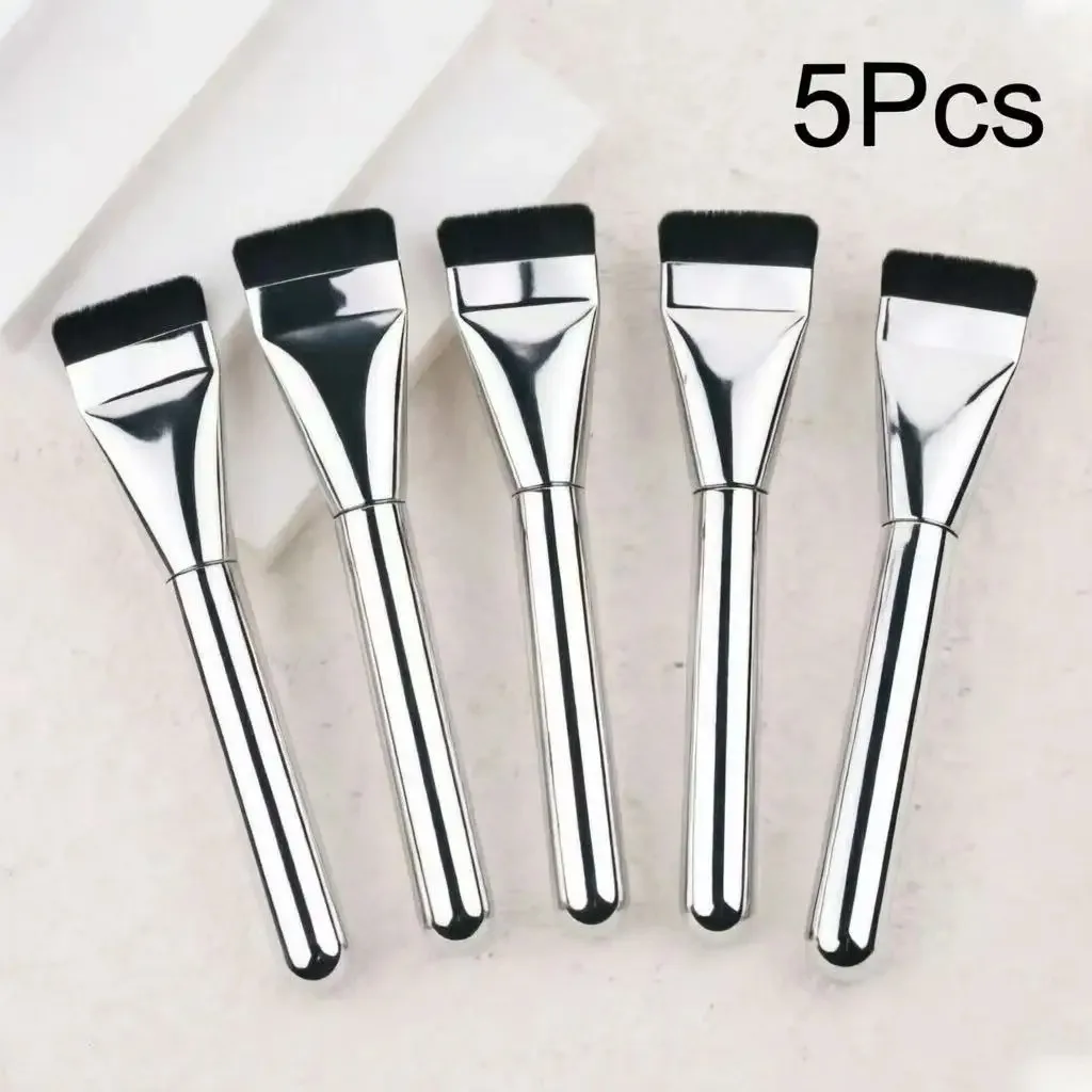5pcs Multi-Use Foundation Ultra-Fine, Hypoallergenic Nylon Bristle Oval One-Line Foundation Brush-Perfect for Face Contouring