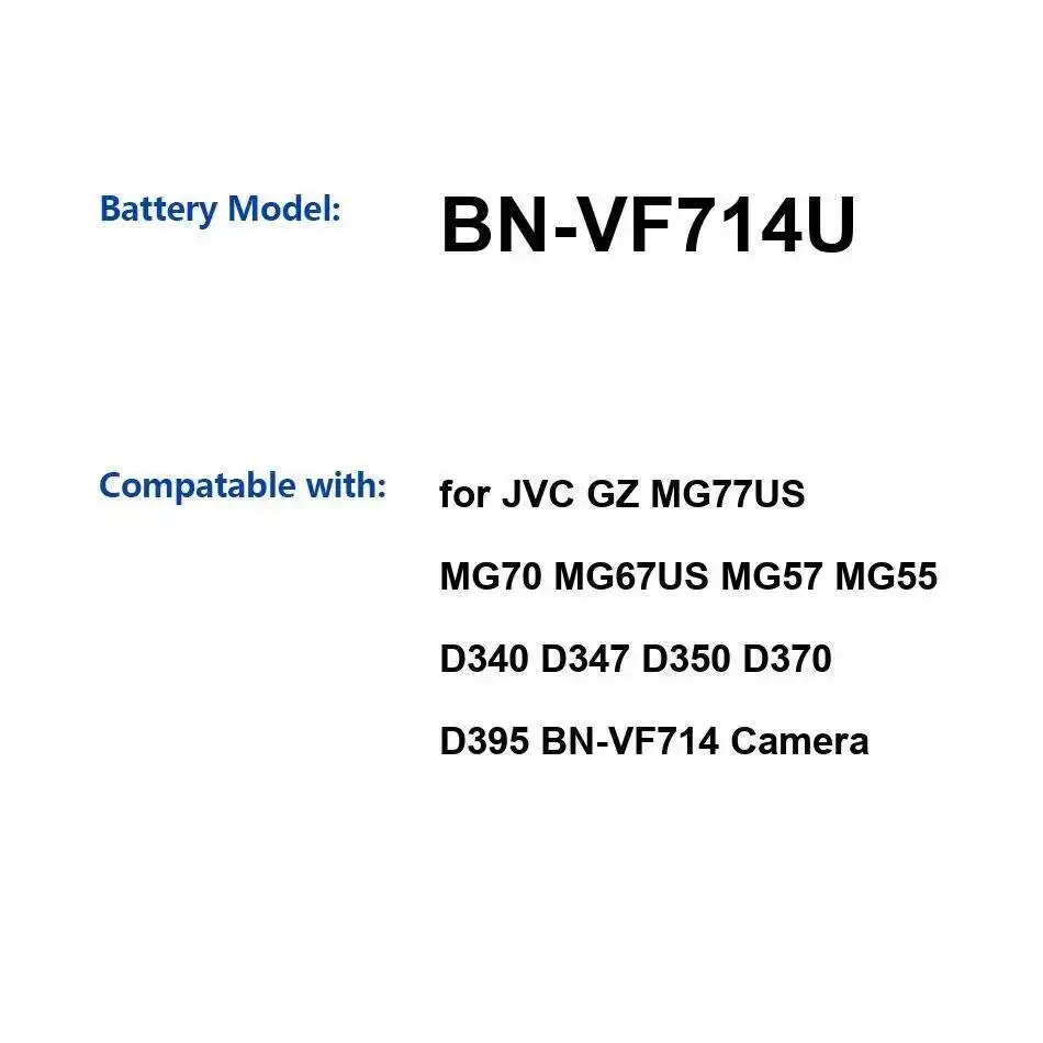 

Camera Battery BN-VF714U 1400Mah For Jvc GZ MG77US MG70 MG67US MG57 MG55 D340 D347 D350 D370 D395 BN-VF714