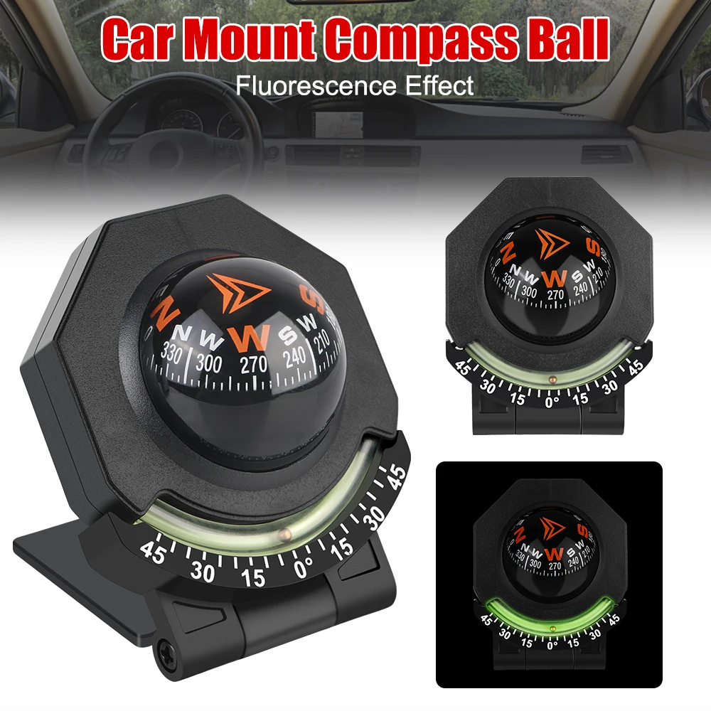 2-In-1 With Slope Meter Car Mount Compass Ball Compass for Vehicle Boat Foldable Car Dashboard Compass High Precision Navigation