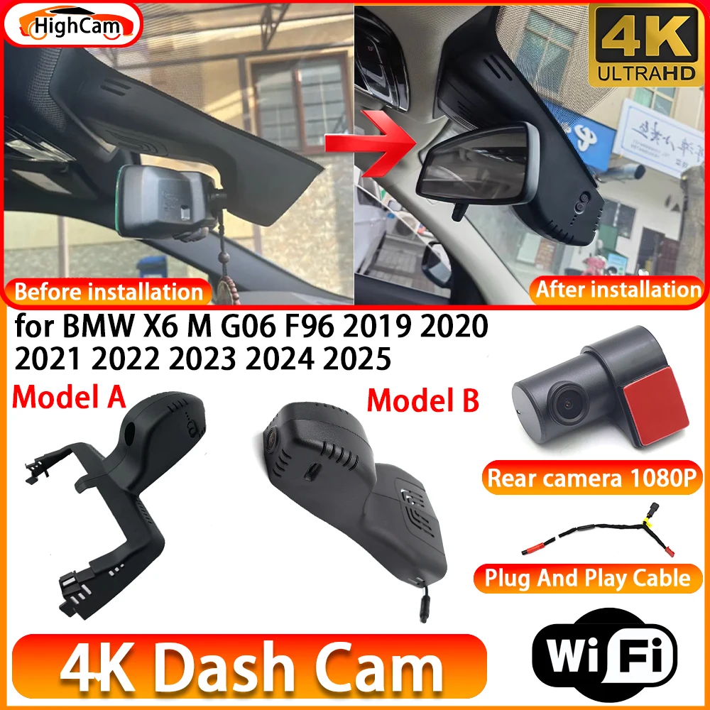 for BMW X6 M G06 F96 2019 2020 2021 2022 2023 2024 2025 OEM 4K DVR Dash Cam Front Rear Camera WiFi Video Recorder Plug and Play
