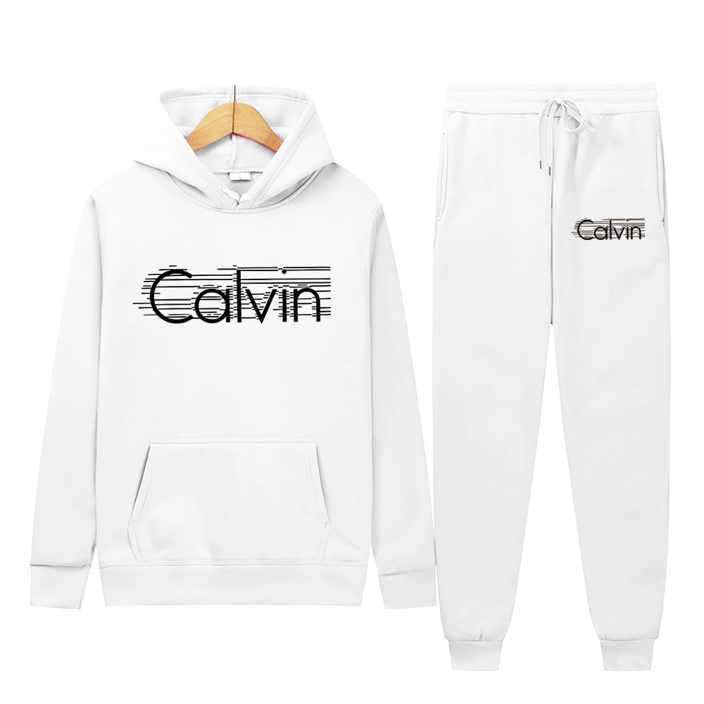 

Street graffiti letter men's hoodie set for autumn and winter trendy outerwear, available in multiple colors for home use