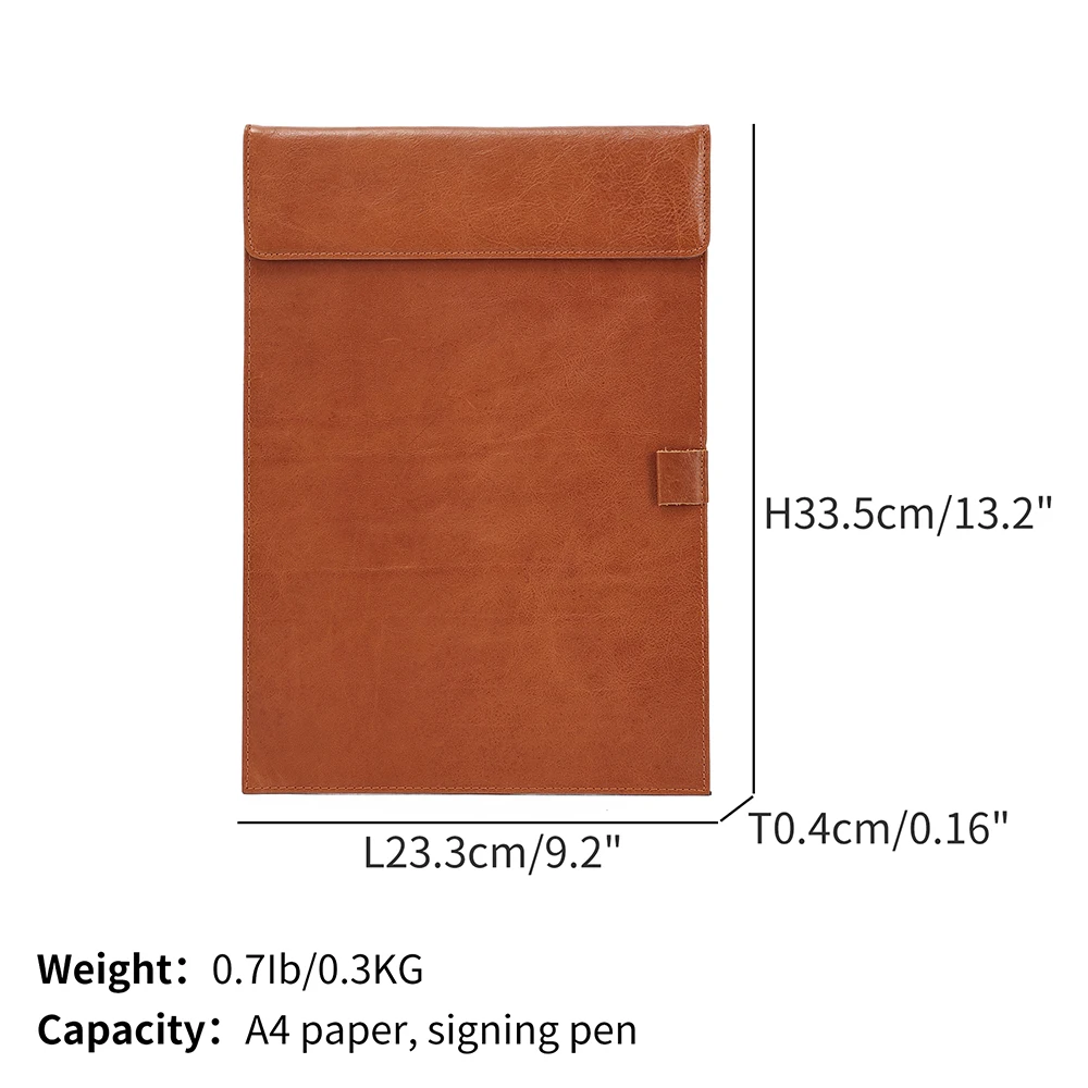 JOYIR High Quality Genuine Cow Leather Clipboard A4 Writing Pad for School Business Office A4 Document Padfolio File Folder