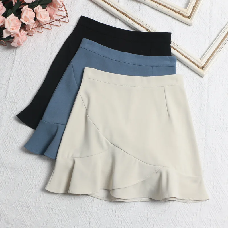 

Ruffle Leaf Edge Fishtail Short Skirt High Waist and Thin A-word Hip-wrapped Skirt