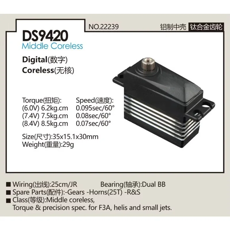 High Voltage Digital Servo for Fixed Wing Remote Control Aircraft Composed of Plastic and Metal