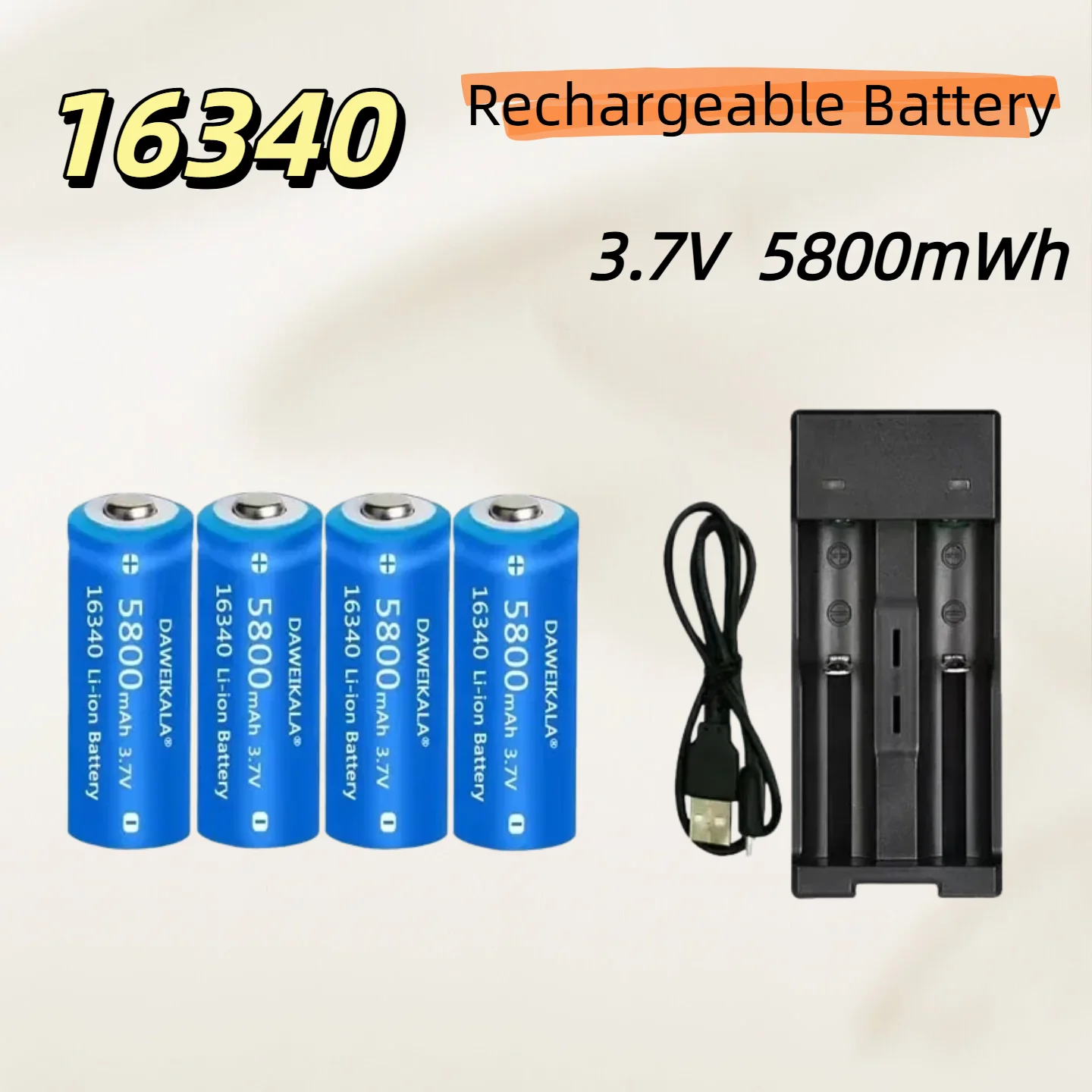 

Литий-ионный аккумулятор 5800 мАч 3,7 В 16340 CR123A для светодиодного фонарика с настенным зарядным устройством