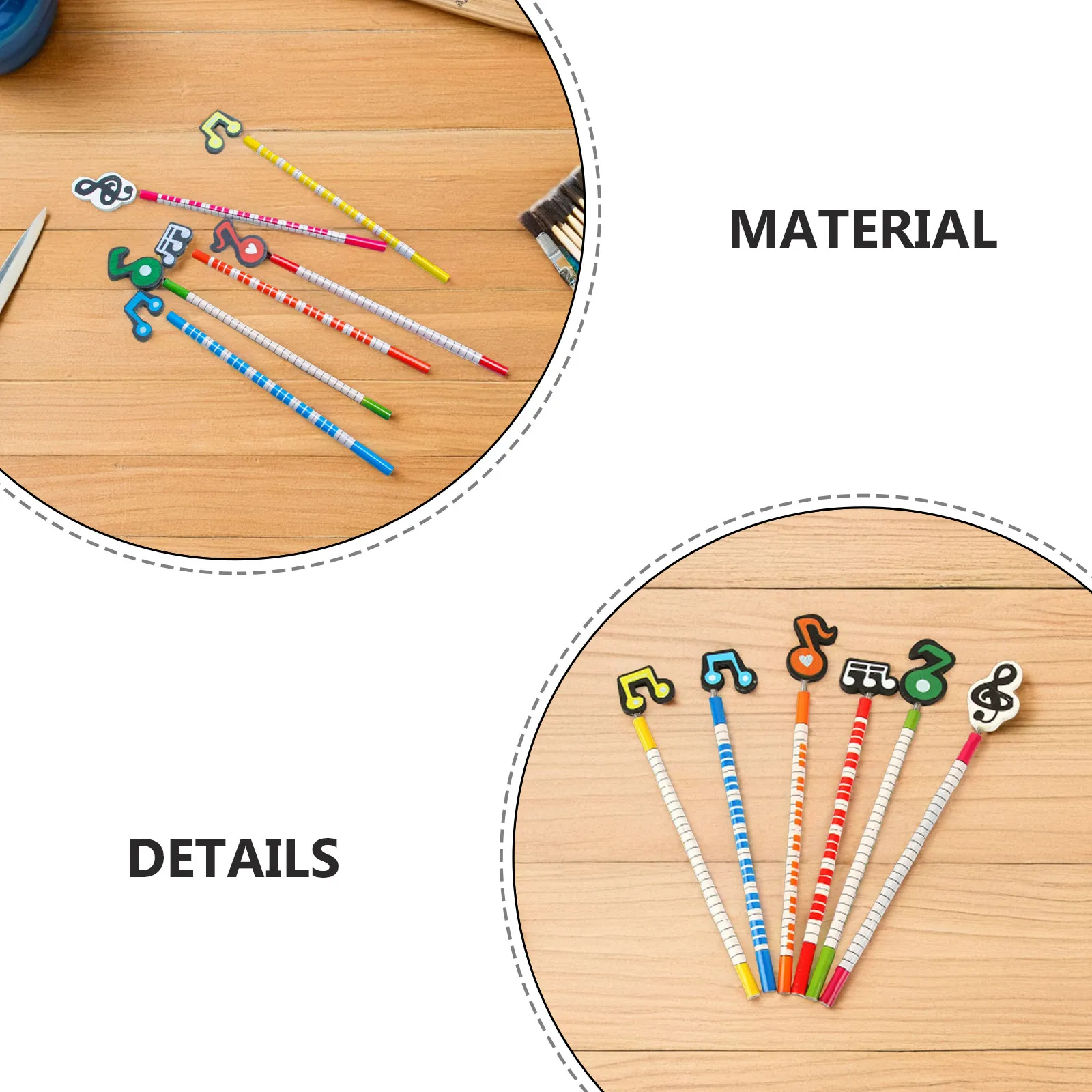 12pcs Musical Note Pencils – Premium Wood & Plastic, Lightweight for Students, Drawing, Writing, Exams