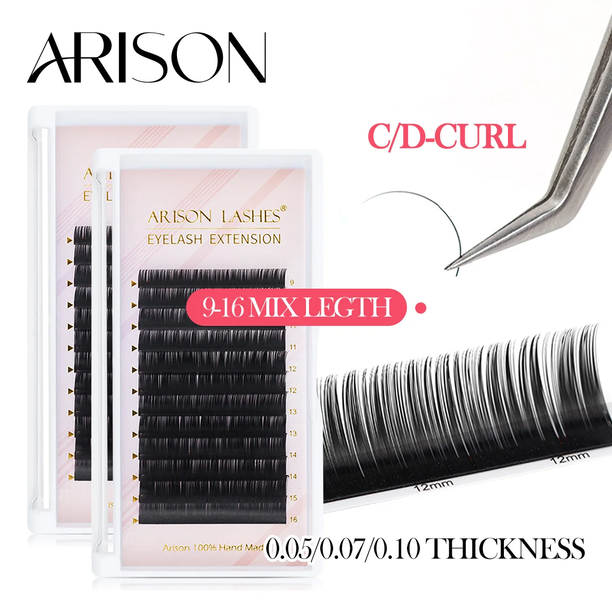 ARISON 0.05/0.07/0.10 Individual Eyelash Extension Fluffy Volume Eye Lash Classic Lashes Matte Professional Soft Natural Faux