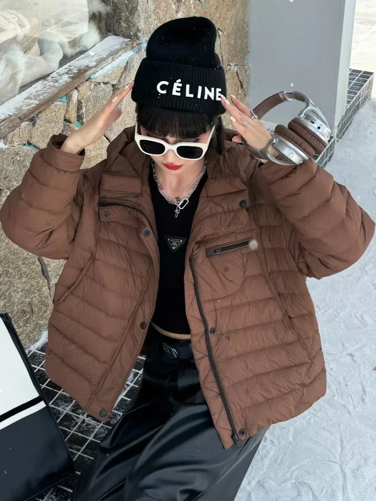 Novo outono inverno para baixo roupas femininas leve pato para baixo casaco feminino curto com capuz macio grosso quente fofo puffer jaqueta