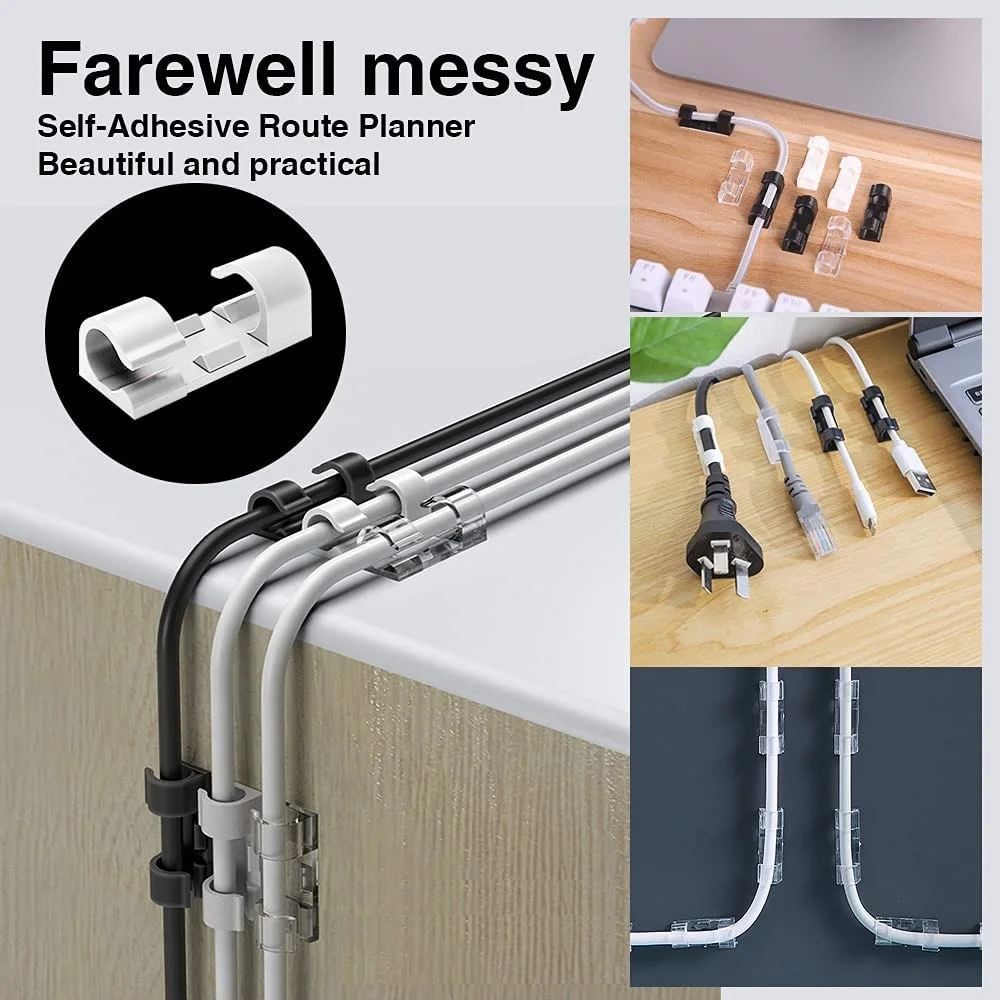 5/10pcs Cable Organizer Clips Transparent Self-Adhesive Wire Winder Management For Home Desk Office Kitchen Wire Clamp Manager