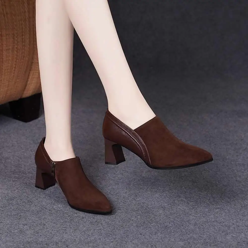 2025 أحذية أنيقة الإناث الجانب البريدي المرأة عالية الكعب رائجة البيع مكتب والوظيفي مضخات النساء أشار تو حذاء بكعب سميك أحذية النساء #1