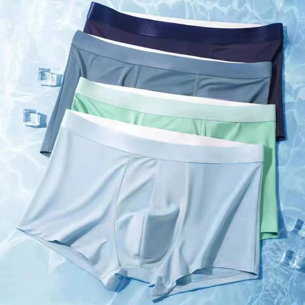 Men's Panties Ice Silk Underwear Breath Seamless Sports Large Size Boxer Briefs Thin Underpants Boxers Man Bulge Pouch Lingerie