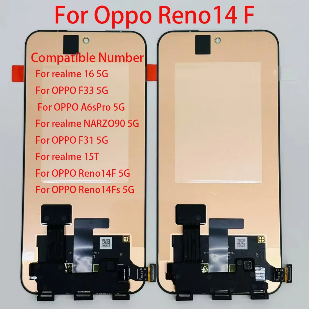 Universal AMOLED Screen For Oppo Reno14F F33 F31 A6s Pro for Realme 16 15T for Narzo90 5G Assembly Without Frame