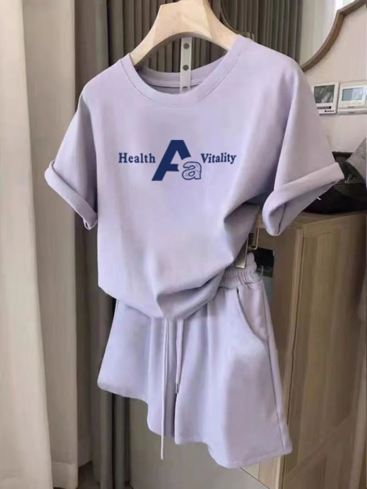Fashionable Short Shorts Set Women's Loose Slimming Running Sportswear Two-Piece Set Home Clothes Breathable Quick-Drying Com...