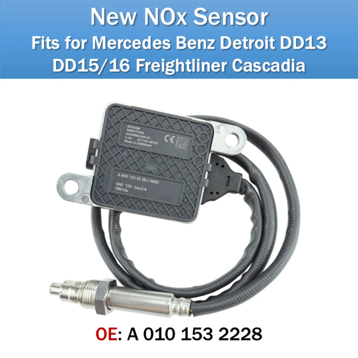 A0101532228 NOx Sensor for Mercedes Benz Detroit DD13 DD15/16 Freightliner Cascadia Nitrogen Oxygen Sensor