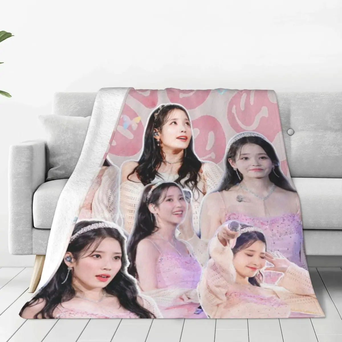 Korea IU Blanket Flange Textile Decor Portable Super Soft Throw Blankets for Home Office Plush Thin Quilt