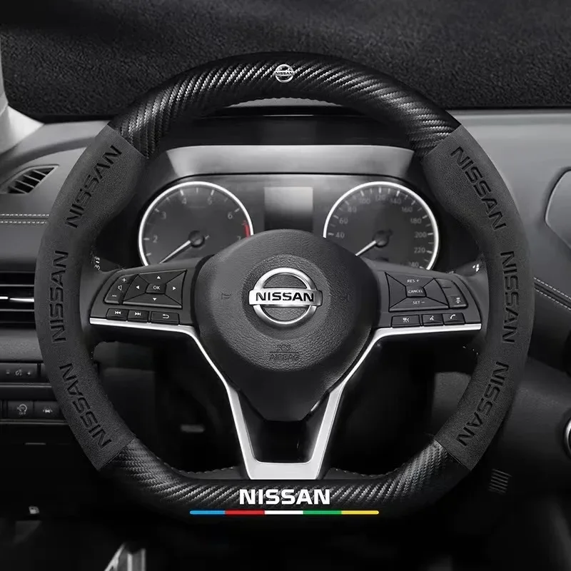 

Car Steering Wheel Cover Nissan Qashqai Juke X-Trail Patrol Note Leaf Altima Maxima Micra Murano Rogue Pulsar Sentra Teana Tiida