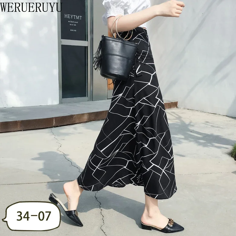 WERUERUYU Wrap Skirts Women Casual Chiffon Tie-Waist Ruffle Wide Leg Loose