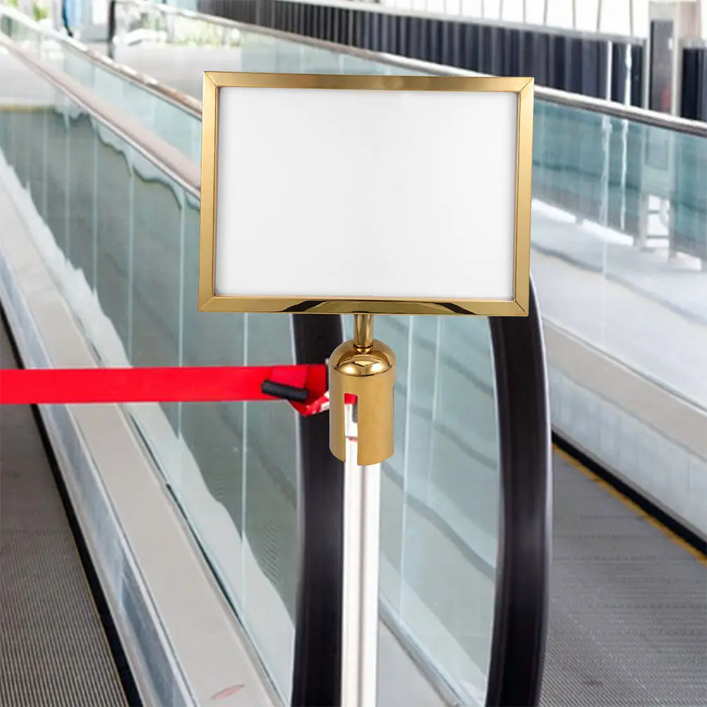 A3 Stanchion Sign Holder Stainless Steel Elegant Design Versatile Portrait Poster Display for Airports Exhibitions Crowd Control