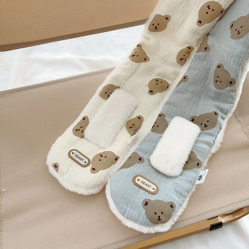 

Solid Color Bear Plush Cross Scarf Fashion Design Korean Style Children Fleece Muffler Warm Cloth Accessories