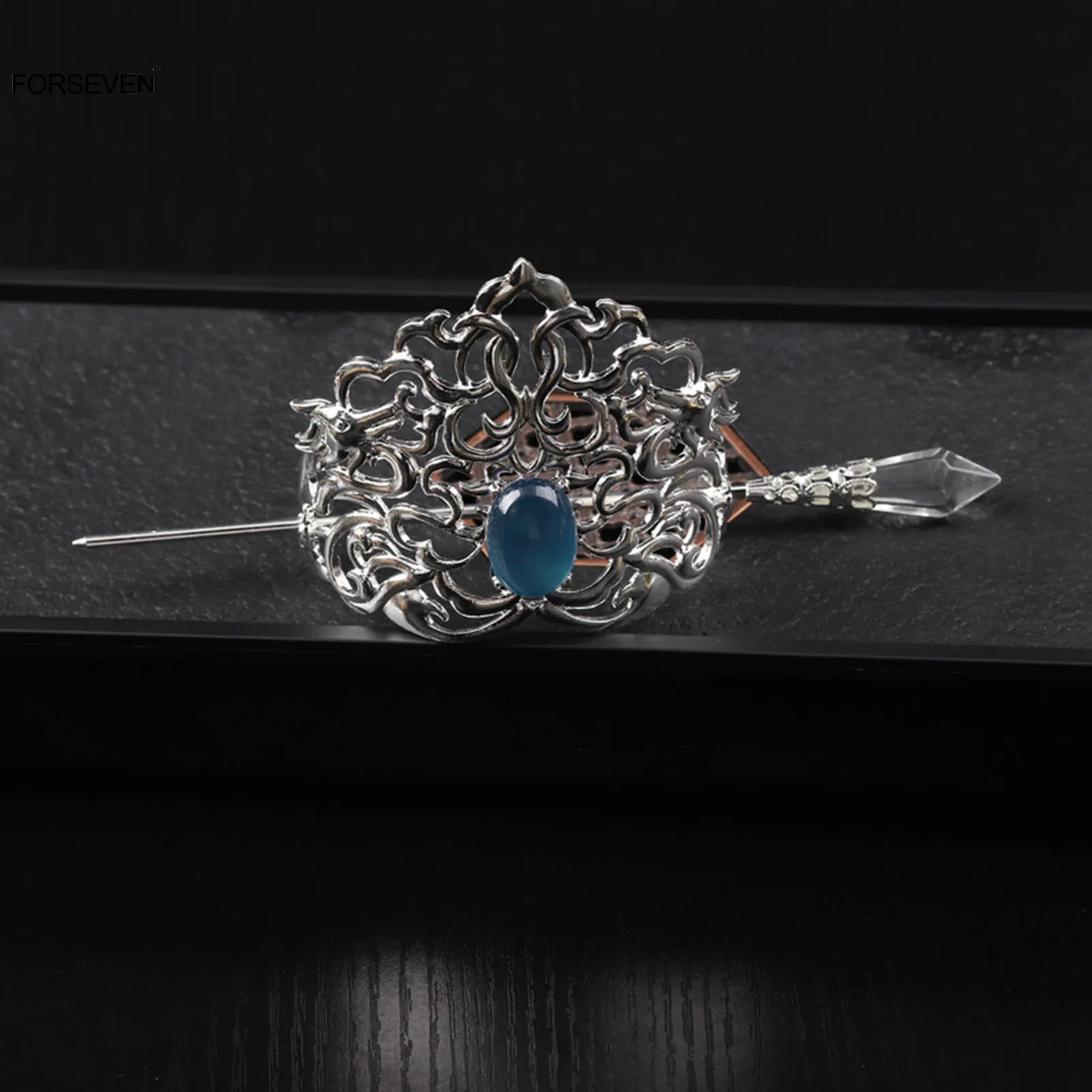 Vintage Chinese Tiaras and Crowns Women Men Hair Styling Jewelry Rhinestone Headbands with Pearl Hair Sticks Forks Hair Ornament