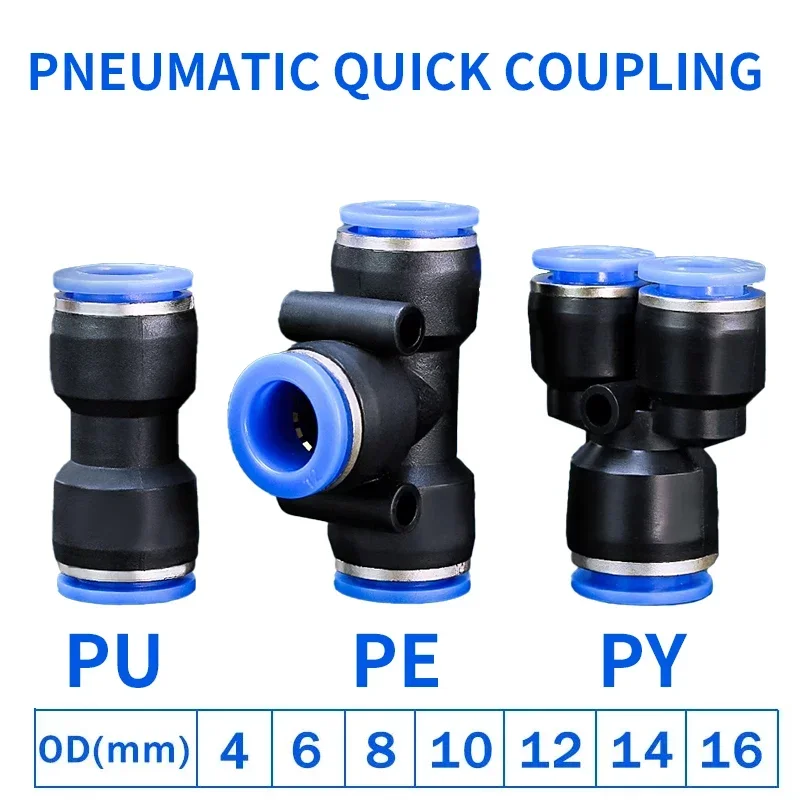 

Pneumatic Fittings Pipe Connector Air Quick Release Coupling 4mm 6mm 8mm 10mm 12mm PY/PU/PE/PG/PW/PEG Hose Fitting