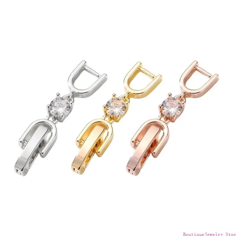 E1PE 3PCS Jewelry Extender Connectors with Rhinestones and Plain Finish Options
