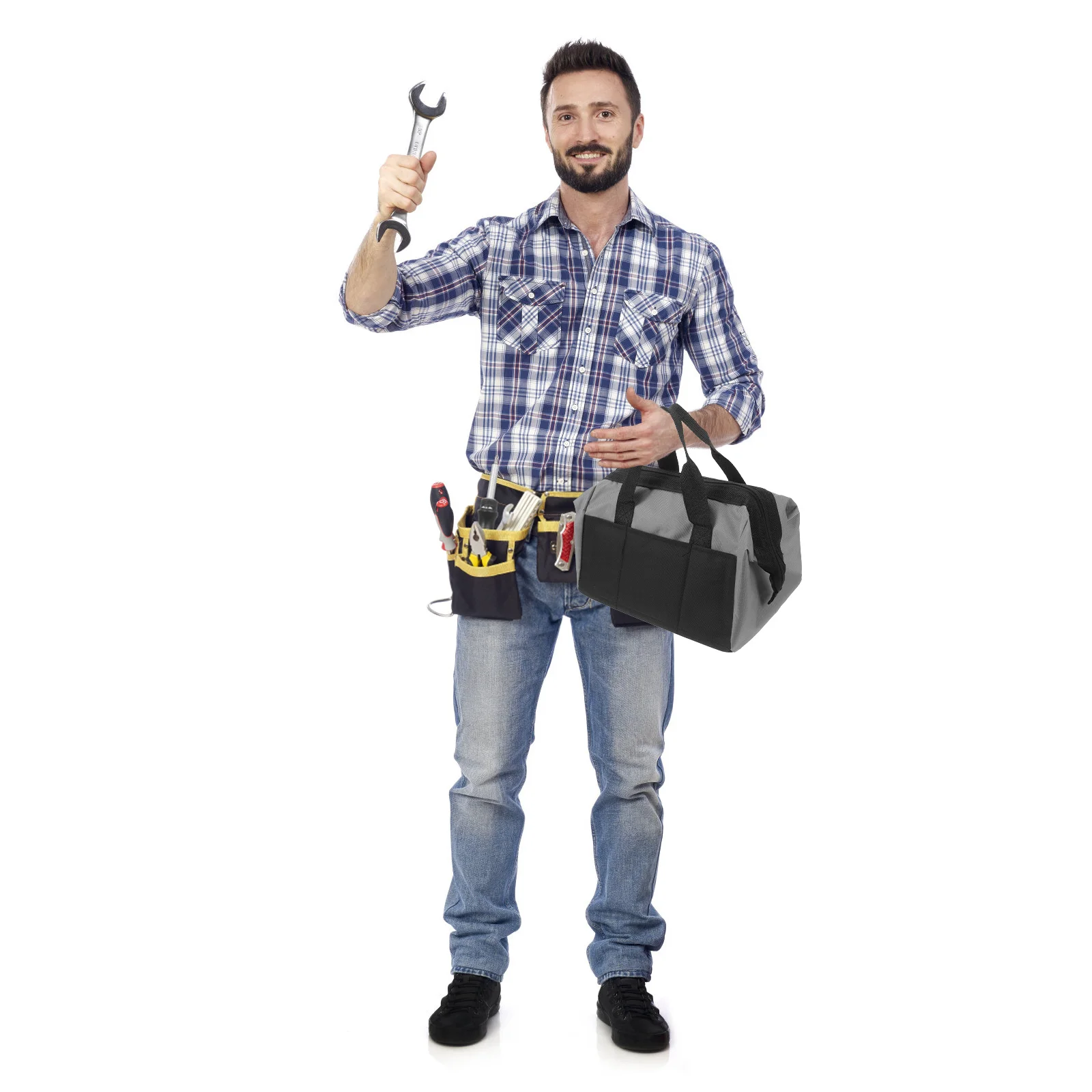 

12 Inch Tool Bag Electrician Durable Large Capacity Mechanic Tool Tote Pouch Organizer for Repair Storage Tools Bag