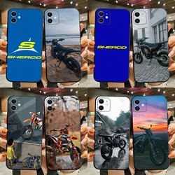 Fashion Motorcycle Phone Case For iPhone 15,14,13,12,11,Plus,Pro Max,XS,X,XR,SE,Mini,8,7 S-Sherco Soft Silicone Black Cover