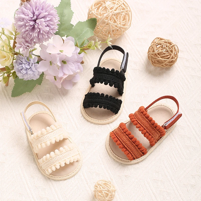 Summer Sandals With Exposed Toes 0-18M Baby Shoes For Little Girls Sweet Matching Skirt Casual Soft Soled Beach