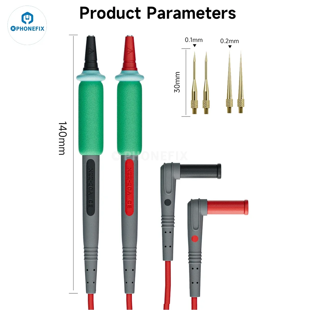 XZZ P2 1000V 25A Cable de prueba de silicona Medición de alta precisión Multímetro Sonda Pin de prueba Lápiz de alambre para reparación de