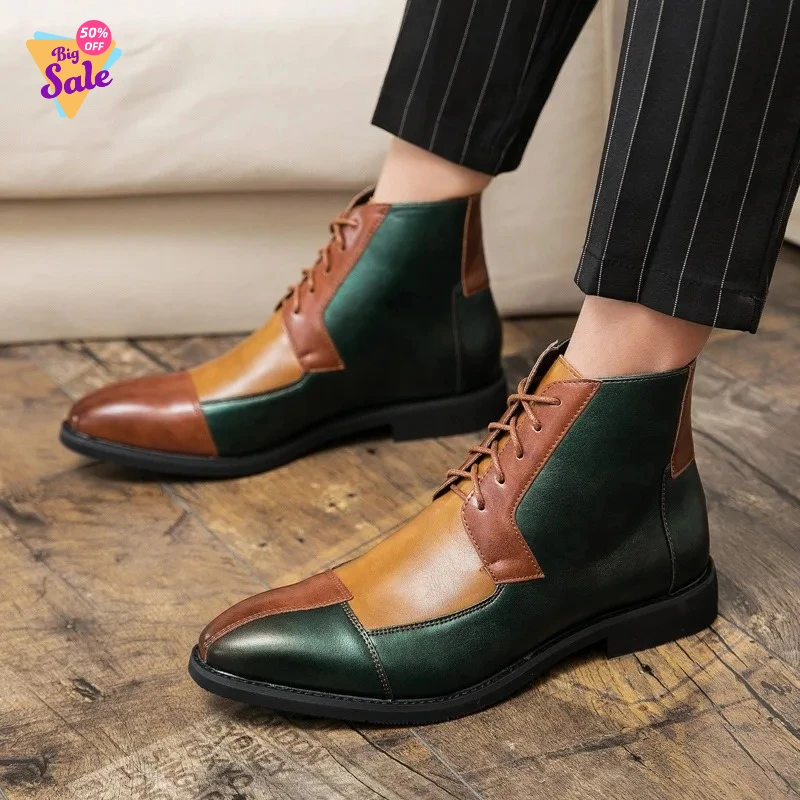 

Handmade Mens Leather Plus Size 38~48 Designer Autumn Winter Snow Boots for Men Luxury Casual Brand Male Dress Shoes Footwear
