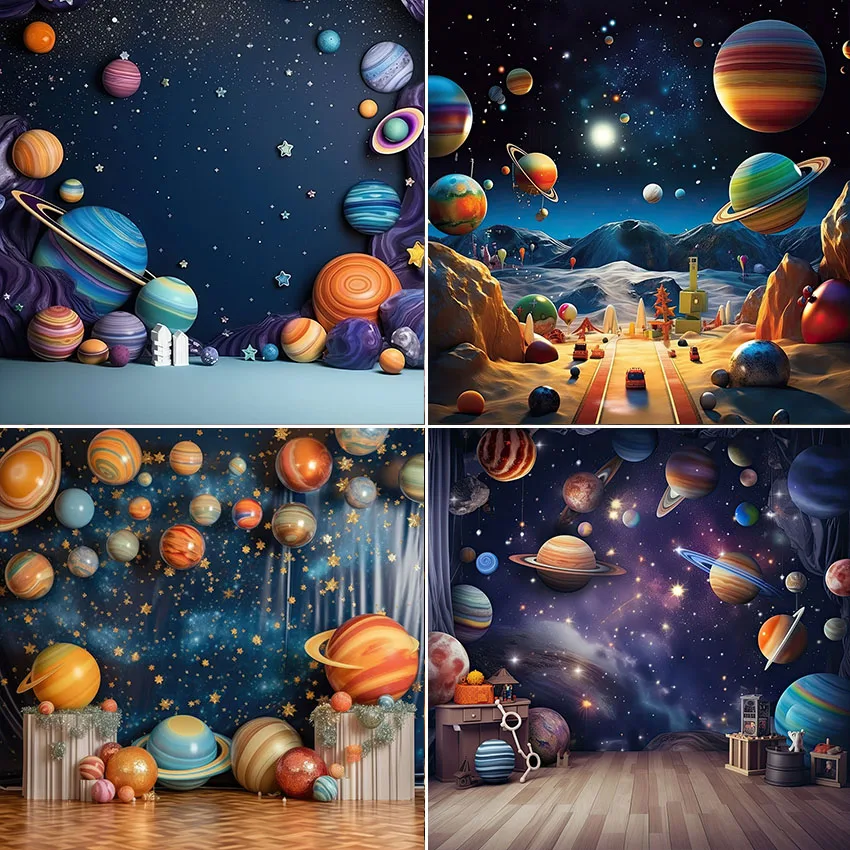 Mehofond Photography Background Universe Space Planets Night Starry Star Kid Birthday Party Portrait Decor Backdrop Photo Studio