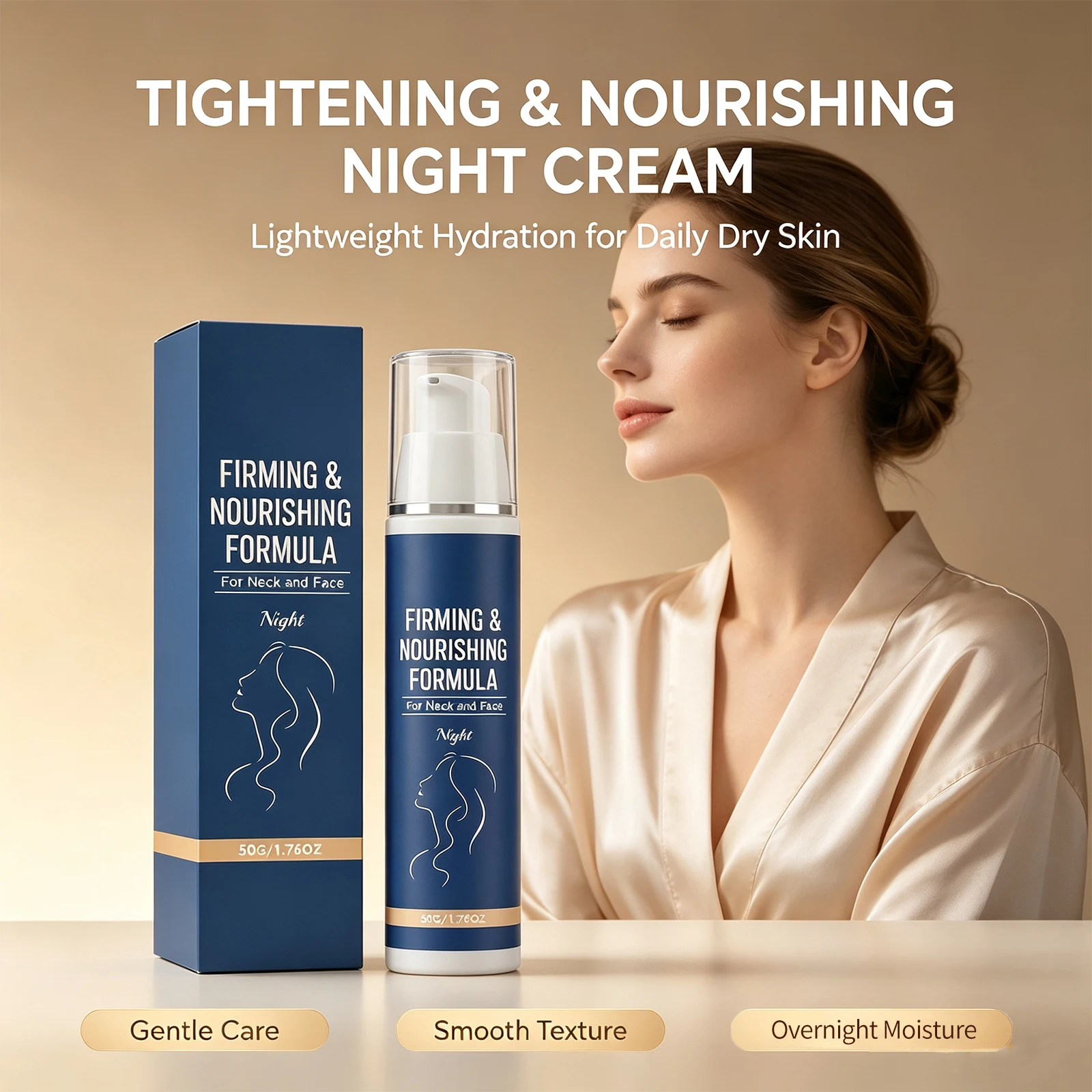 Night Firming & Nourishing Cream for Face and Neck Boost Skin Elasticity Smooth Fine Lines Repair Neck Facial Skin Care Lotion