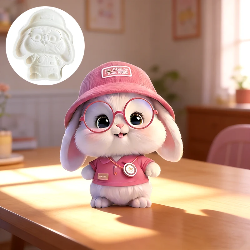 Picture 6: Knitted hat cute rabbit silicone mold, reusable resin mold, clay and plaster mold, DIY decorative pendant handmade mold