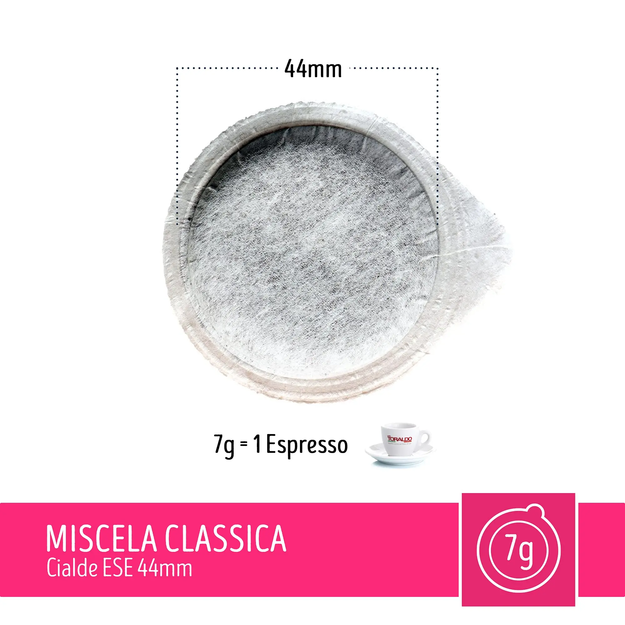 Toraldo 44mm Coffee-Ese Wafers - 100 Pack - usage example