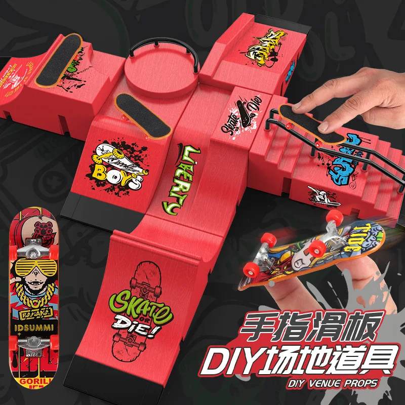 Anfänger Fingerboard Skatepark Rampen-Set, Mini-Trainingsplatz, Lernspielzeug für Kinder & Einsteiger
