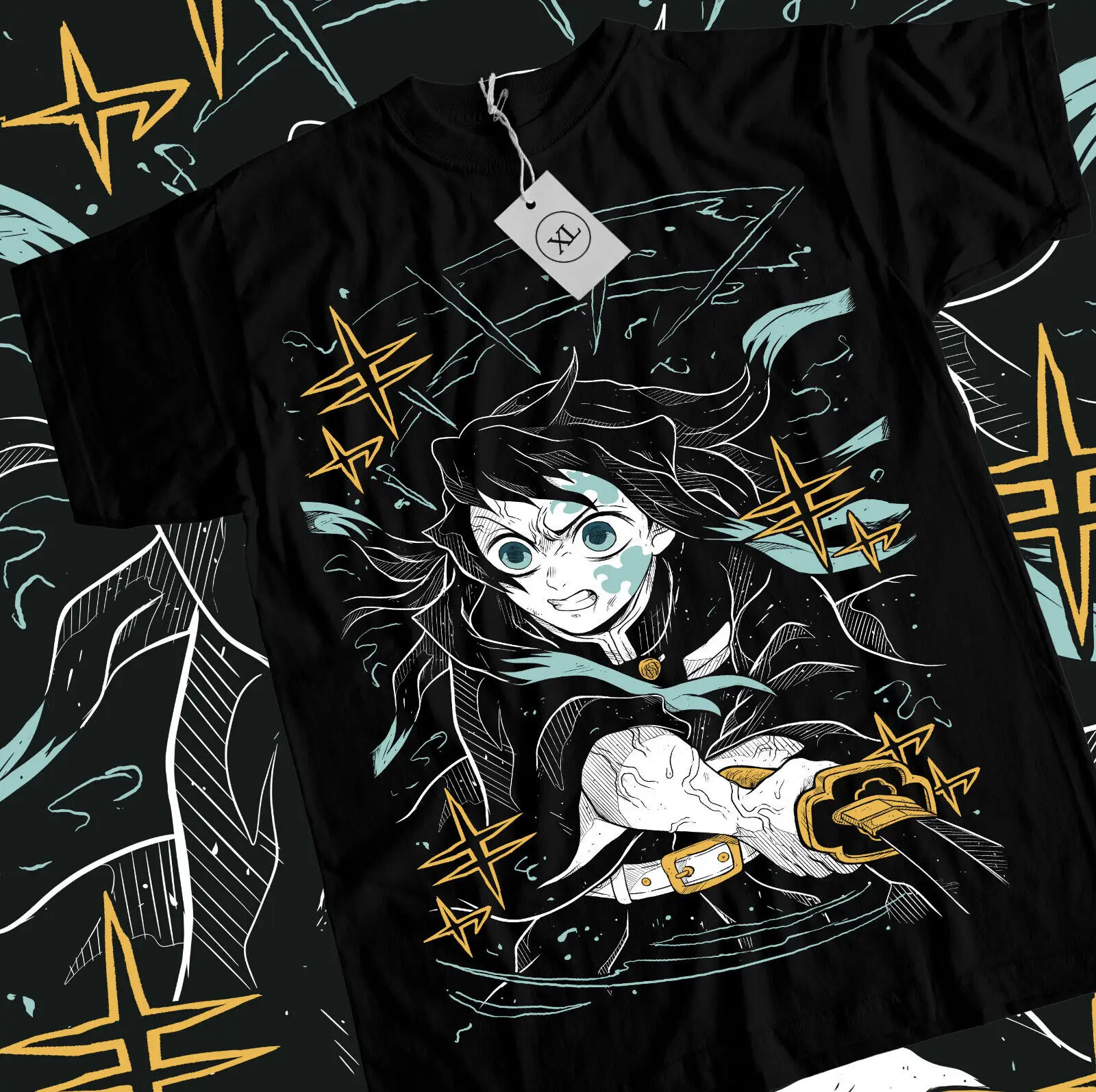 Anime,Shirt Muichiro Tokito T-shirt Kimetsu no Yaiba Demon Slayer Black Shirt All Size