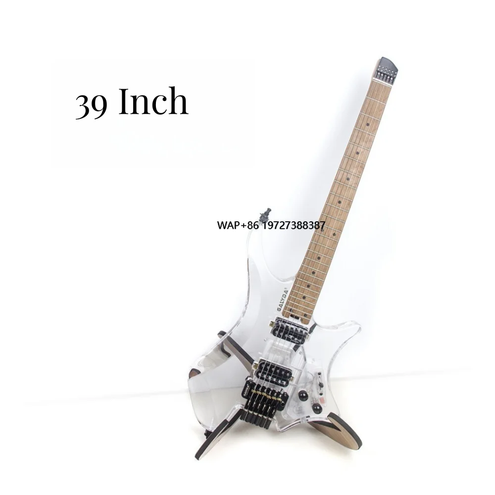 

Factory 39-Inch Electric Guitar with Headless Style Acrylic Body 24 Frets AAA Rosewood Fingerboard 6 Strings