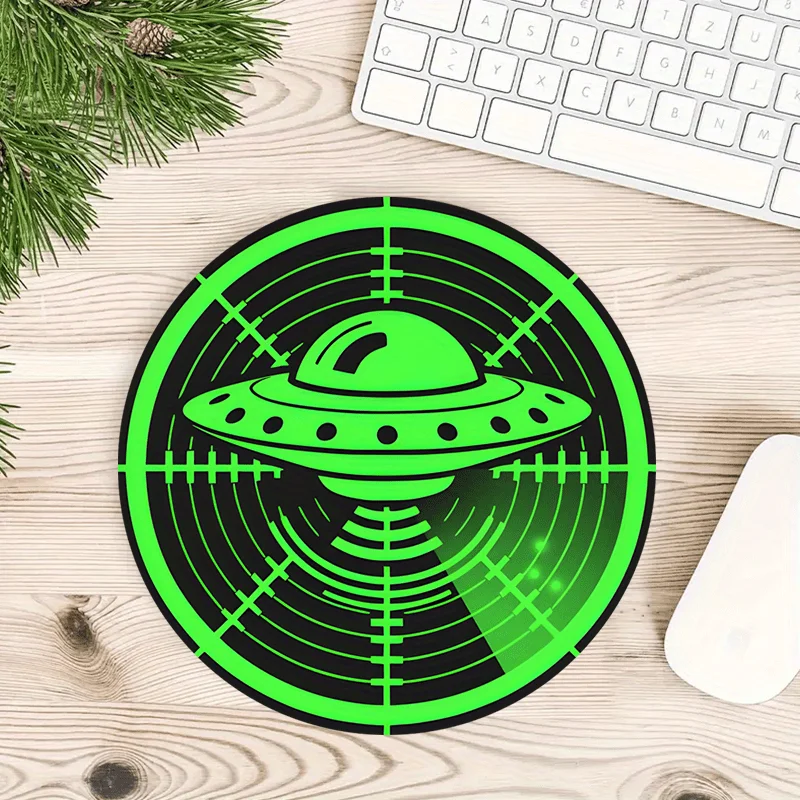 Alien Spaceship Design UFO Circular Mouse Pad Desk Mat Non-Slip mouse mat offices accessories suitable for office and games