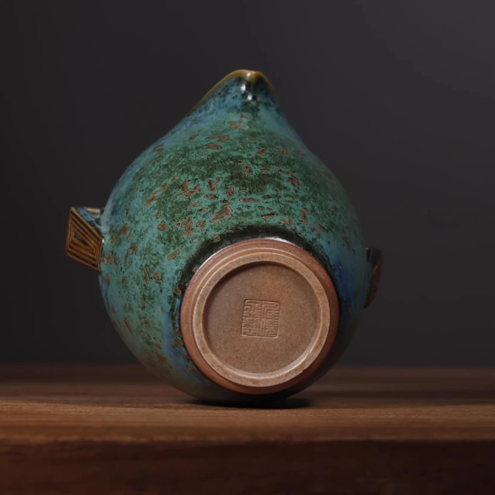 Jun Porcelain Teacup Fair Cup Tea Infuser Carbon-fired Peacock Blue Glaze Transformation Crystalline Craftsmanship Ren Xiao Fei