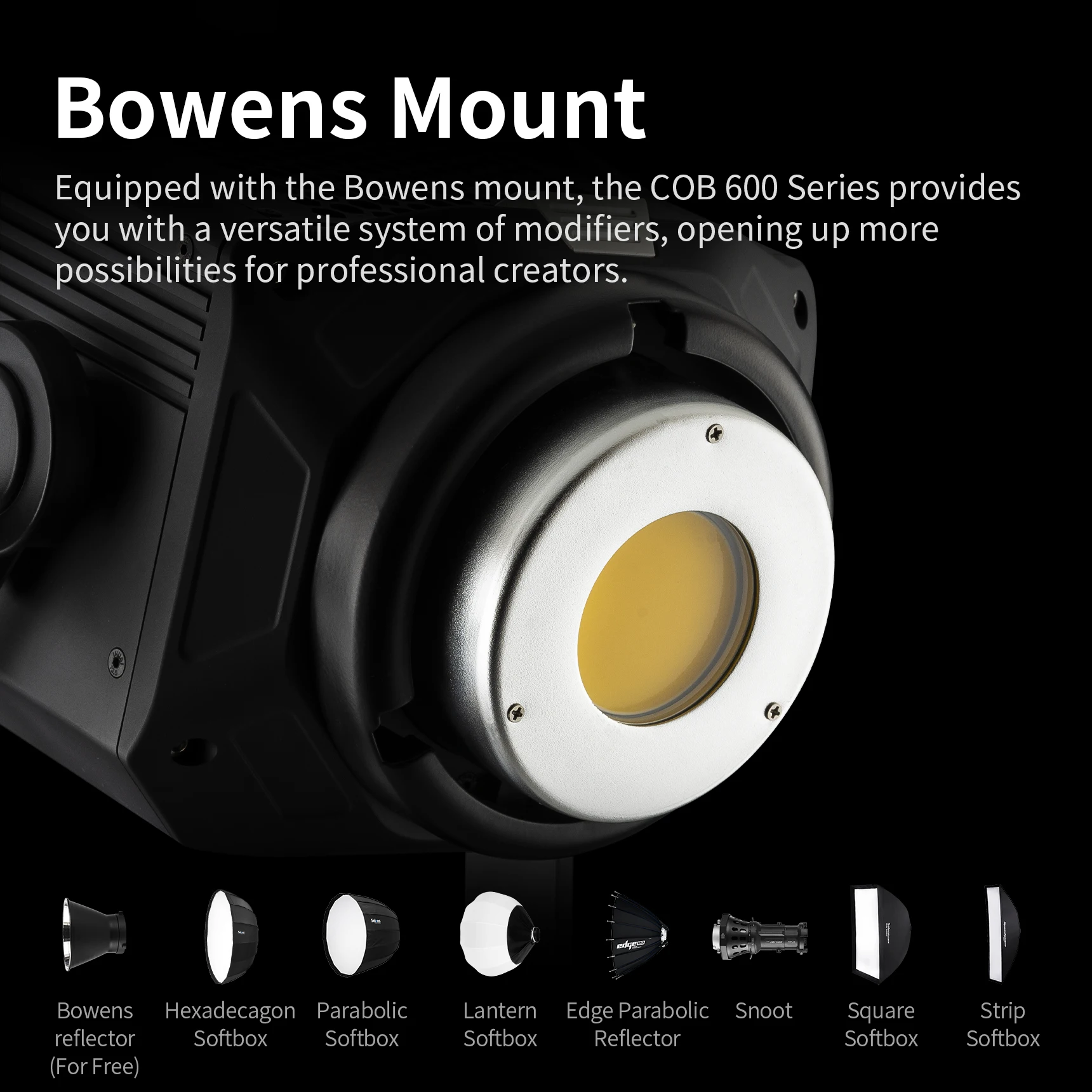 Selens 600W PROライト バイカラーCOB 2700K-6500K スポットライト Bluetooth制御 写真スタジオ ライブ配信 ビデオ撮影用