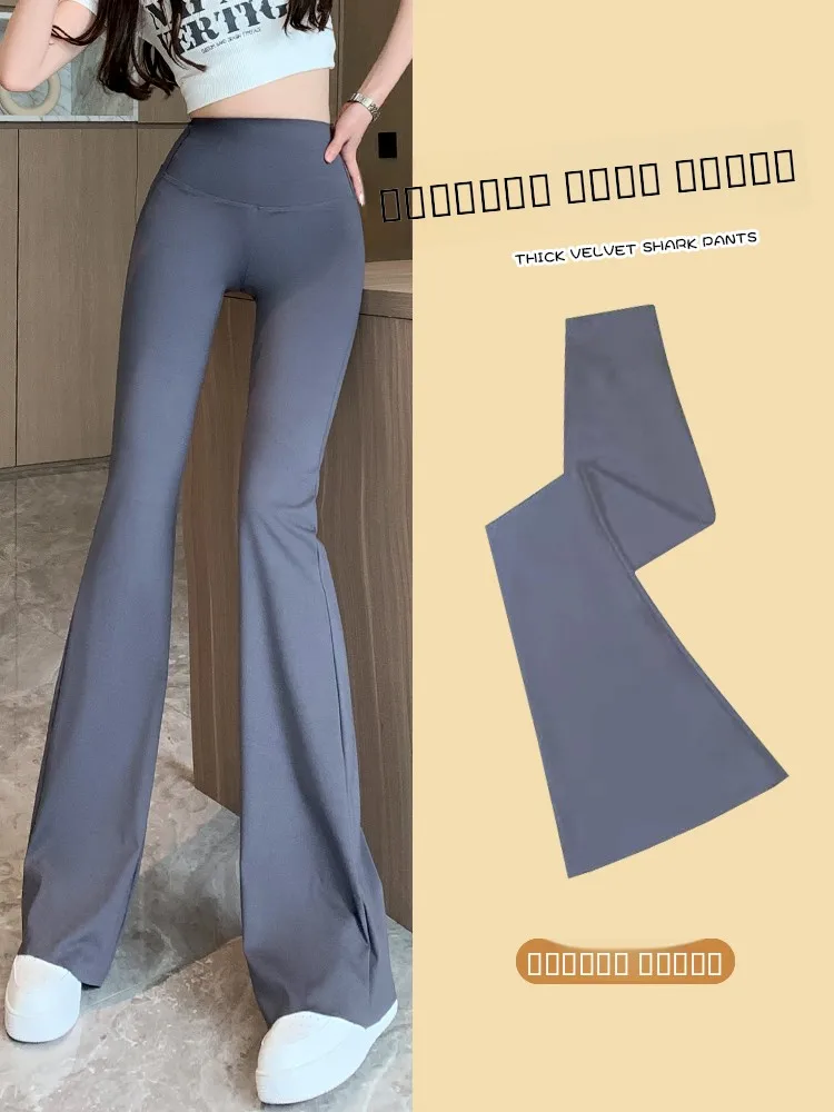 

High Waist Yoga Pants Women's Summer Thin Leggings Long Slimming Bell Bot Wide Leg Pants High Waist Nylon Spandex Blend