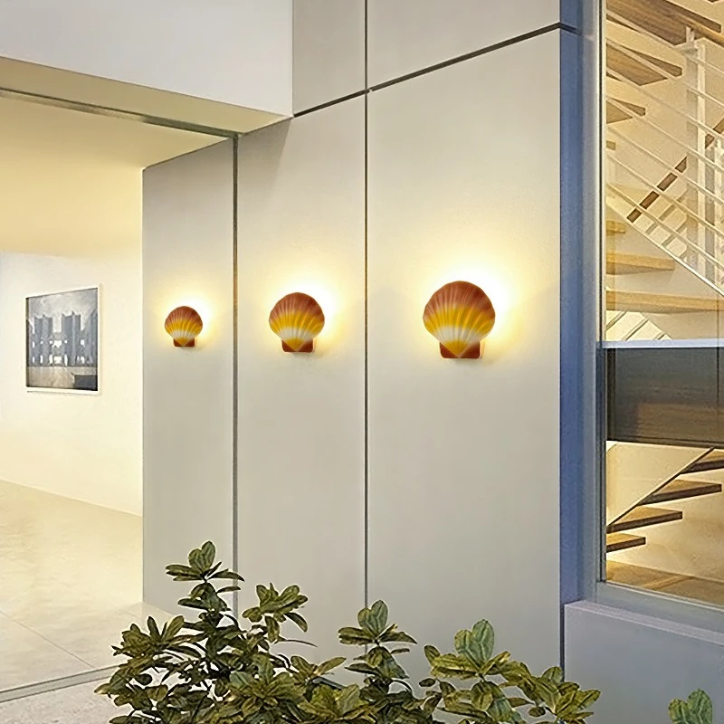 Shell Shaped LED Wall Lamp, Waterproof Outdoor Hotel Project Light, Garden Exterior Landscape Decor