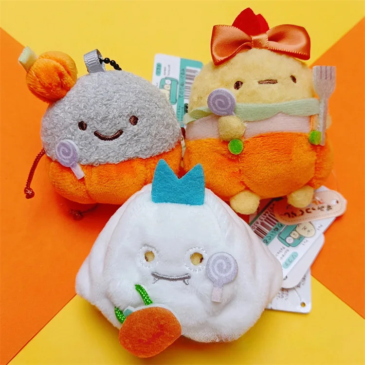 Kawaii Mini Corner Creatures Halloween Turn Into Pumpkin Ghost Shrimp Stuffed Plush Toy Pendant Keychain Gift
