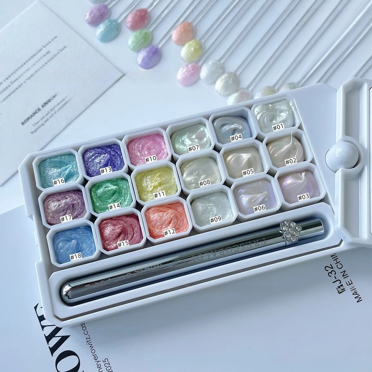 18 grilles fée poudre crème solide Gel Nail Art Pigment-pas d'essuyage 3D texturé Pat peinture Gel vernis conceptions pour manucure bricolage