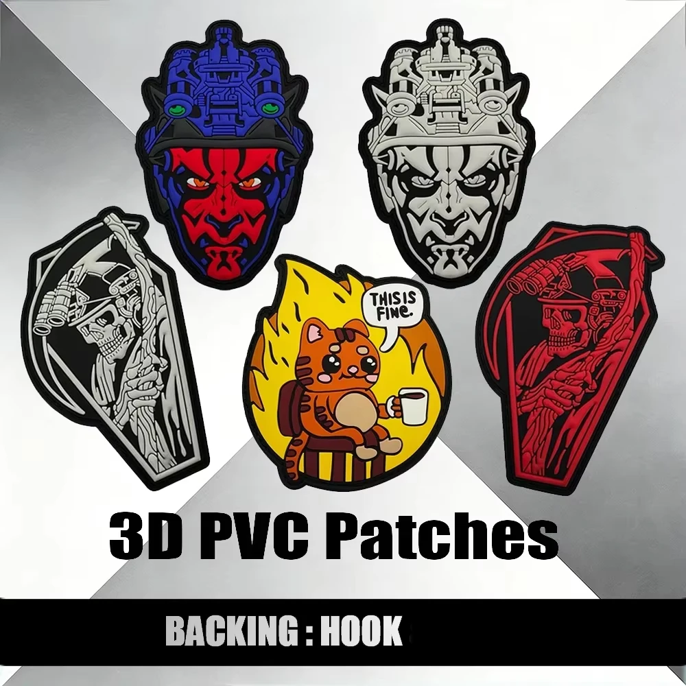 

Японская маска дьявола, тактическая нашивка-стикер из ПВХ-резины с креплением на липучке для одежды