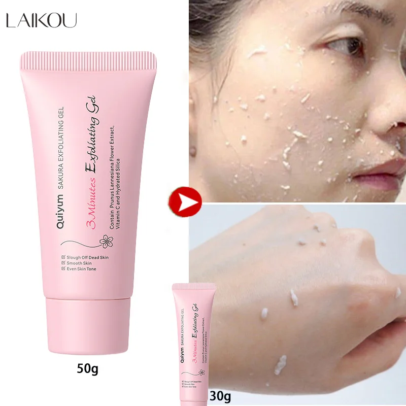Gel esfoliante de peeling sakura, esfoliante facial, limpeza profunda, tom de pele uniforme, hidratante, reparação, cuidados com o rosto para todos os tipos de pele, 30g 50g