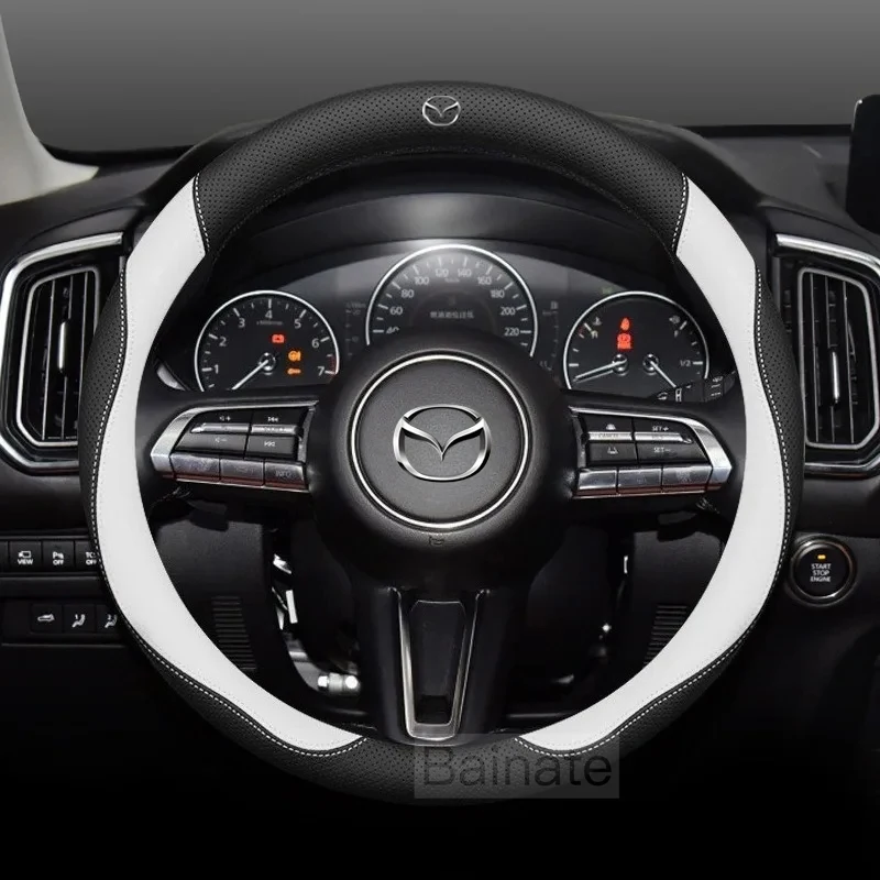 

For Mazda 3 5 6 SKYACTIV Axela Atenza CX30 CX5 CX8 CX9 MX5 RX8 RX7 BT50 Carbon fiber Leathe Car Steering Wheel Cover Accessories